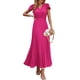 thumbnail image 1 of Vestido largo PRETTYGARDEN para mujer, verano 2025, cuello en V, con volantes, rojo, 1 of 8