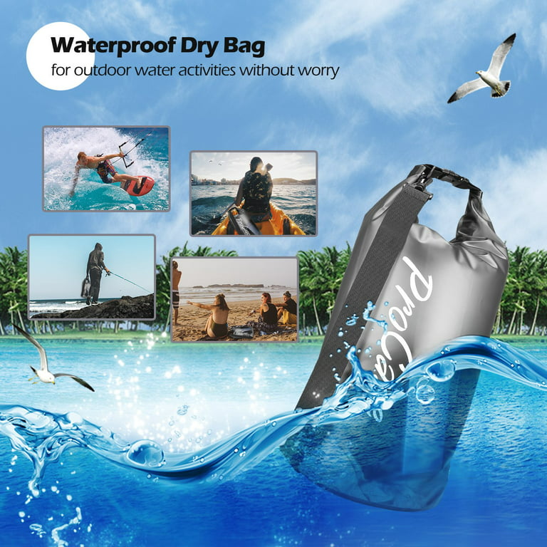 ProCase 2 Pack Floating Waterproof Dry Bag Clear 20Liter, Roll Top