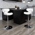 thumbnail image 2 of Devin Contemporary Cozy Mid-Back White Vinyl Adjustable Height Barstool with Chrome Base, 2 of 10