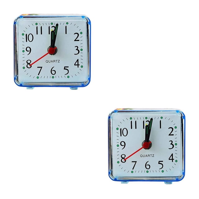 Cateissary Pointer Alarm Clock Square Decorative Wake Home Battery Bedside Morning Office Up Bedroom Timer Plastic Operated Table azul 2piezas