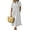 White, variant on Summer Women's White Striped Cotton Short Sleeve Shirt Dress Midi Long Relaxed Fit with Button-Down Collar