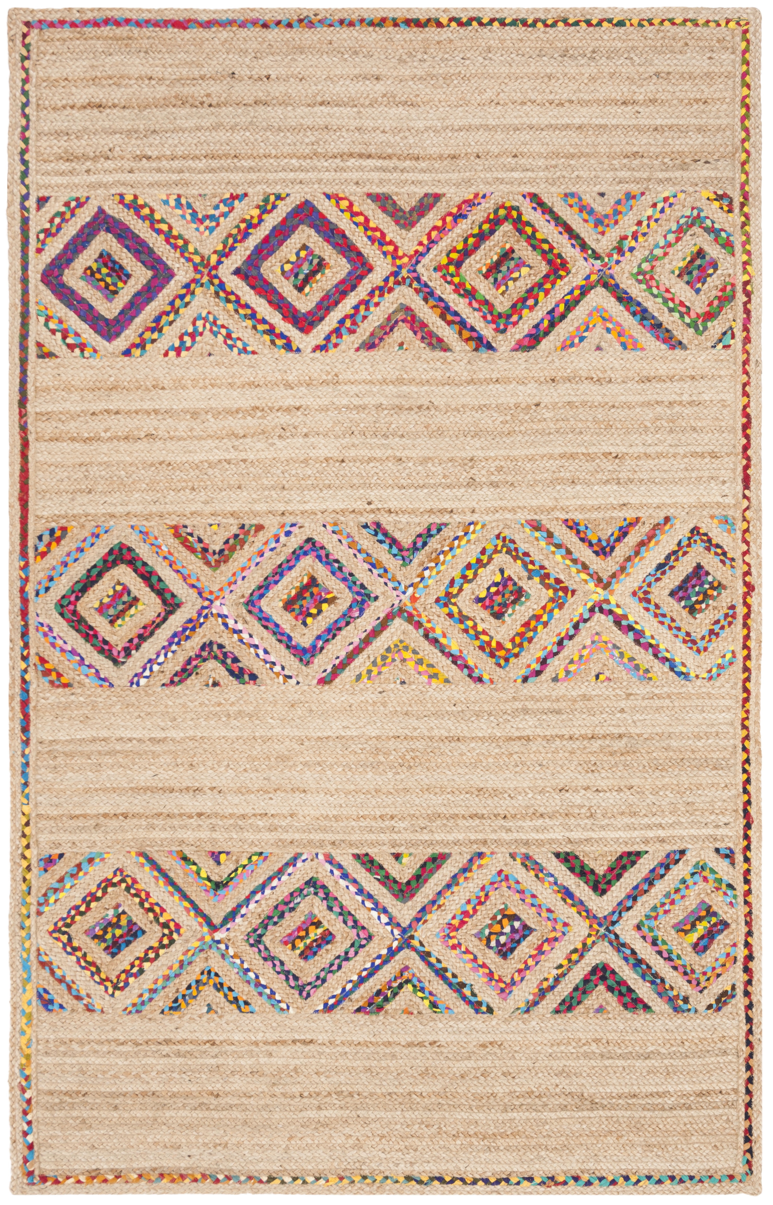 SAFAVIEH Natural Fiber Codie Geometric Braided Area Rug, Natural/Multi, 8' x 10'