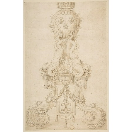 French Monogram - Design for a Candelabrum with the Monogram of Louis XIV Poster Print by Anonymous French 17th century (18 x 24)