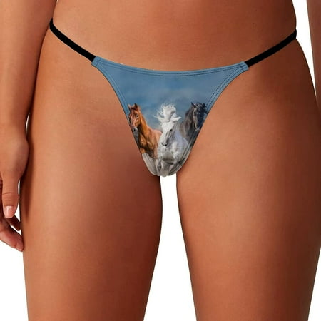 

Horse Herd Run in Desert Storm Women s G-String Thongs Low Rise Hipster Underwear Stretch T-Back Panties