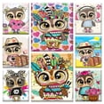 thumbnail image 2 of CHENISTORY Cartoon Owl Diamond Painting Animal Picture Rhinestones Diamond Embroidery Sale Diamond Mosaic Cross StitchRound 30x20cm frame Gao Jinjia LED, 2 of 2
