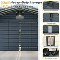 thumbnail image 5 of Erommy 10x25 FT Meatl Carport Garage 2-in-1, Heavy Duty Carport with Galvanized Metal Frame, Base-Reinforced Enclosed Storage Shelter for Trucks, Cars，SUVS& All Vehicles, Gray, 5 of 10