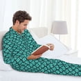 thumbnail image 5 of Bingfone Men's Pajama Set 2 Piece Loungewear PJs, Long Sleeve with Pajama Pants-Aquamarine Glitter, 5 of 7