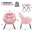 thumbnail image 2 of MoNiBloom Water-resistant Cotton Lazy Chair for Adults, Modern Upholstered Single Sofa with Ottoman, Removable Cover Accent Lounge Chair for Living Room, Pink, 2 of 10