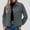 Gray, variant on Women's Corduroy Cropped Shacket Long Sleeve Button Down Jacket - Casual Fall Coat with 3/4 Sleeve for Weekend Errands or Coffee Dates