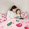 thumbnail image 6 of Manfei Sweet Cherry Queen Comforter Set,Rustic Flower Floral Bedding Sets,Pink Red Green Bedding Comforter Set For Girls,Ultra Soft Home Decor Reversible,3pcs, 6 of 9