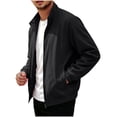thumbnail image 5 of Mens Casual Bomber Jacket Windproof Mock Neck Full Zip Active Classic Fit Windbreaker Coat with Pockets for Fall Winter Streetwear Travel, Black, XXL, 5 of 8