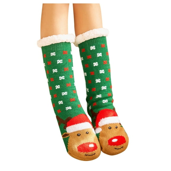 Women's Winter Super Soft Warm Fuzzy -Lined Grippers Slipper Socks