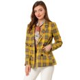 thumbnail image 1 of Chaqueta formal Allegra K Día de San Patricio mujer solapa con muesca Doble botonadura Amarillo S, 1 of 6