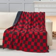 thumbnail image 3 of Throw Blanket for Couch Red Black Checkered Blanket Warm Thick for Winter Fuzzy Fluffy All Season Use(Checkered-Red Black, Throw()) Checkered-red Black Throw(), 3 of 7