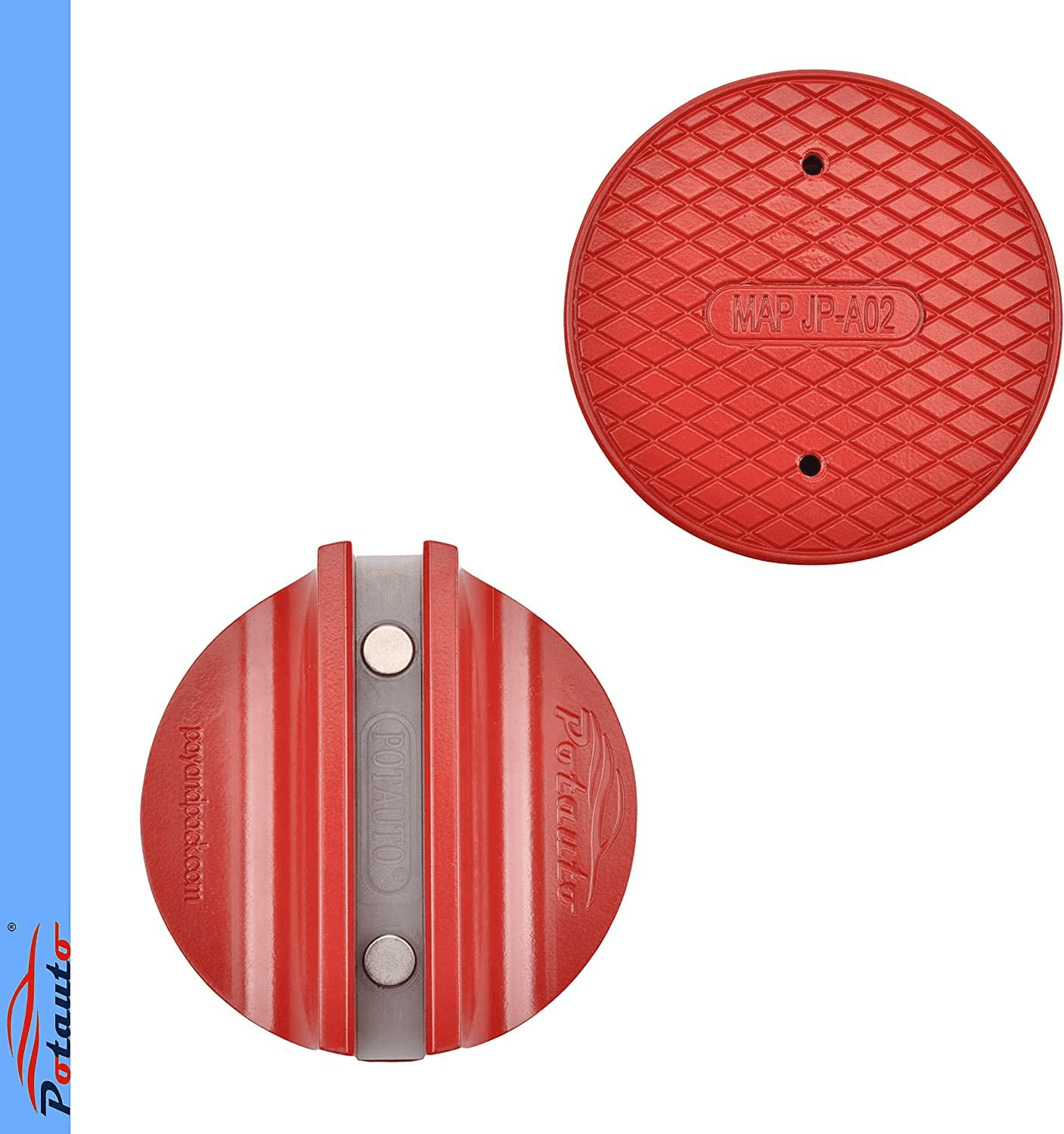 Magnetic Jack Pads For Pinch Weld Lifting | Aluminum Slotted Frame Rail Protectors (2-Pack, Red)