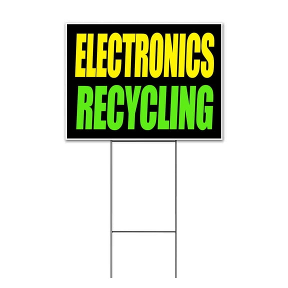 Electronics Recycling (18" x 24") Yard Sign, Includes Metal Step Stake