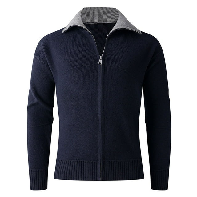 Ceisia Men's Slim-Fit Color-Blocked Zipper Knit Cardigan Multi-Solid for Spring Gift