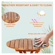 Bistro Table and Chairs Set of 2, Wood Folding Bistro Set for 2 with Detachable Soft Cushions, 3PC Outdoor Wood Bistro Set for Patio, Balcony, Garden & Yard (Natural Color)