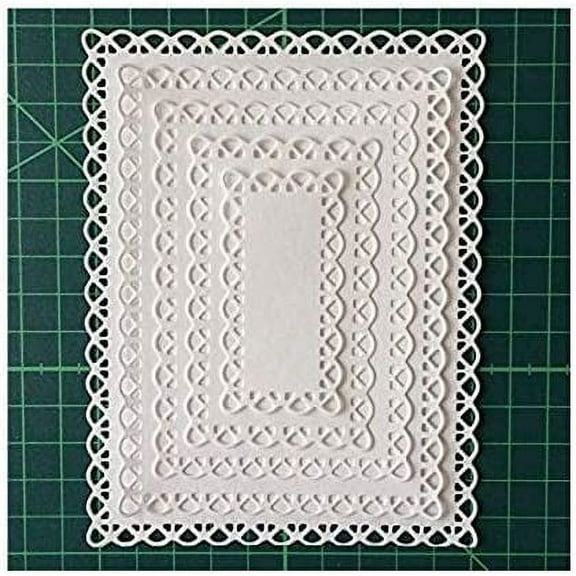 Nested Stitched Scallop Rectangle Frame Cutting Dies,Rectangle Frame Die Cuts,DIY Scrapbooking Artist Metal Cutting Dies Stencils Crafting Paper Album Card Make Emboss Templat Decorative