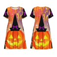 thumbnail image 3 of Bixox Robe d'Été à Manches Courtes pour Femmes Robe Ample Longueur Genou avec Poches-Halloween, 3 of 7