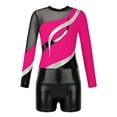 thumbnail image 3 of YiZYiF Kids Girls Tumble Long Sleeve Patchwork Gymnastics Leotard with Shorts 2-piece Dance Sports Outfit Hot Pink 16, 3 of 7