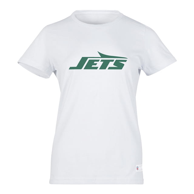NFL Playera Aficionado Básica New York Jets Blanco para Mujer, Talla Chica
