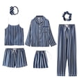 thumbnail image 3 of Conjunto de pijamas con estampado de seda para mujer, pantalones cortos de manga larga, Top de cintura elástica, ropa de dormir de salón completo, primavera y verano, 7 Uds., 3 of 5