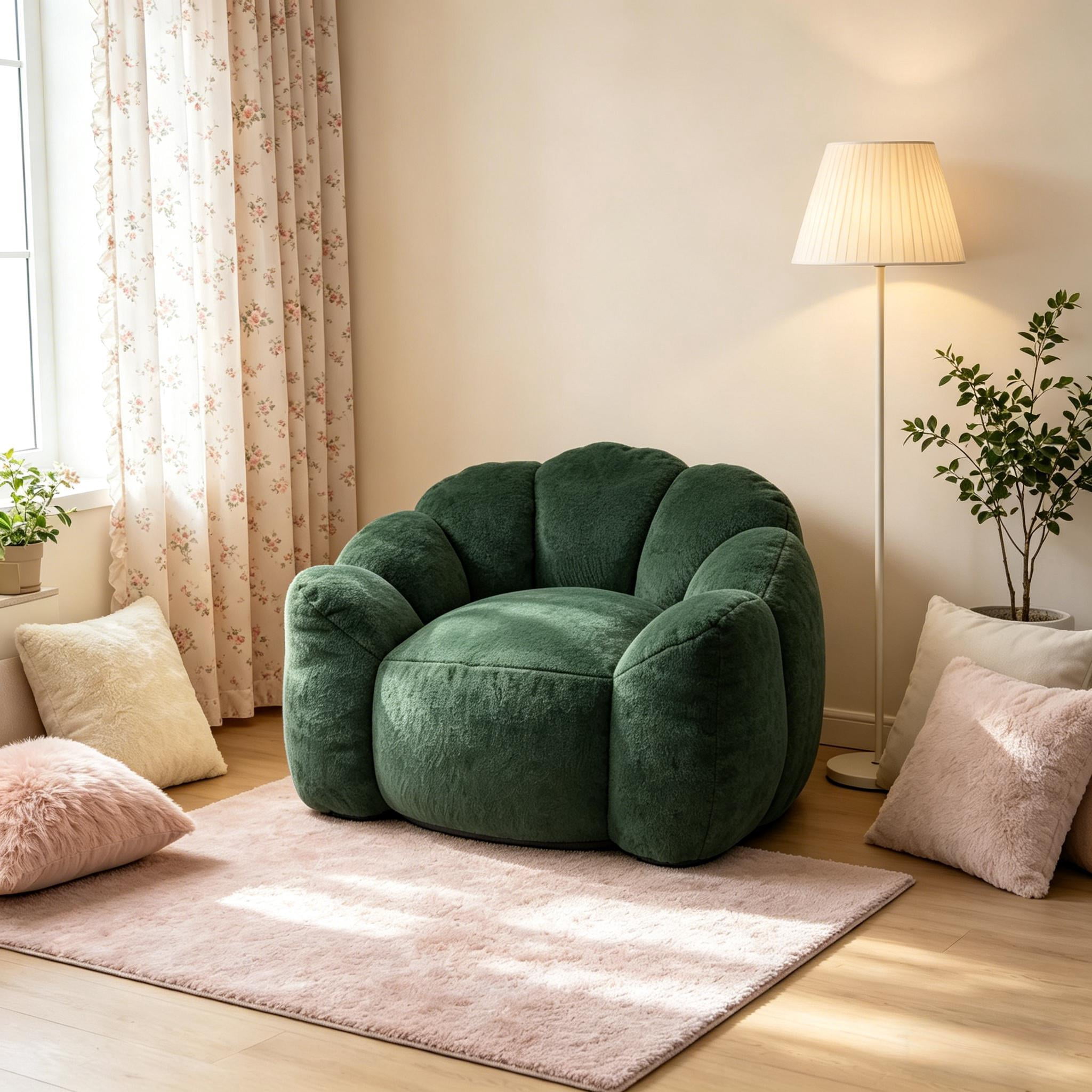 Howcool Adult Lotus Compression Bean Bag Sofa, No Assembly Easy to Move with Pull Ring for Living Room Bedroom