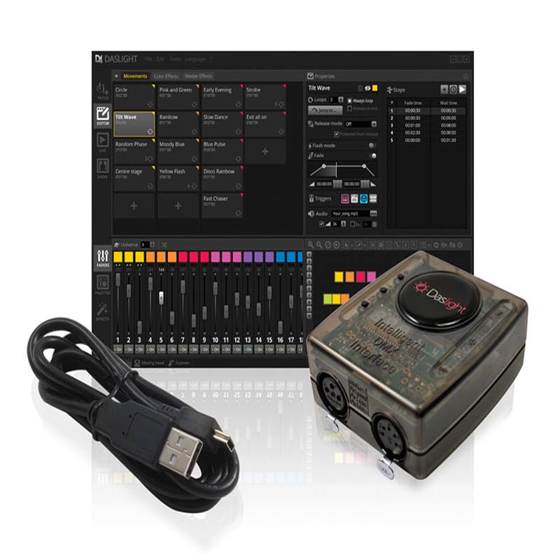 Dj Lights USB Dmx Controller DVC4 GZM Dmx512 Interface 1536 Channels Works with Daslight Software for Club DJ to Control Stage Lighting Fixture