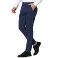 thumbnail image 4 of MODA NOVA Big & Tall Men's Plaid Dress Pants Slim Fit Business Check Trousers Blue LT(US 34), 4 of 6