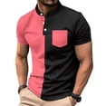thumbnail image 2 of DayScoop Men's Summer T-Shirts Fashion T Shirt Color Blocked Short Sleeved Casual Stand Up Collar Pullover Loose Tops Tees, 2 of 6