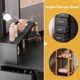 thumbnail image 2 of Dextrus 3 Color Lighting Options,Corner Vanity Set with 4 Storage Drawers and Stool, Black, 2 of 5