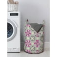 thumbnail image 3 of Floral Laundry Bag, Mandala Pattern Image of Flower Silhouettes in Pink Tones, Hamper Basket with Handles Drawstring Closure for Laundromats, 13" x 19", Sage Green Magenta, by Ambesonne, 3 of 4