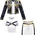thumbnail image 3 of Guvpev G'irls Popular Singer Cosplay Costume, 3-Piece Pop Idol Group Cosplay Outfit with Jacket, Top & Shorts for Halloween Cosplay & Stage Performance Dress Up, Ages 3-14, 3 of 9