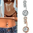 thumbnail image 4 of HEVIRGO 1Pc Women Rhinestone Round Dangle Navel Ring Belly Button Body Piercing Jewelry, 4 of 10