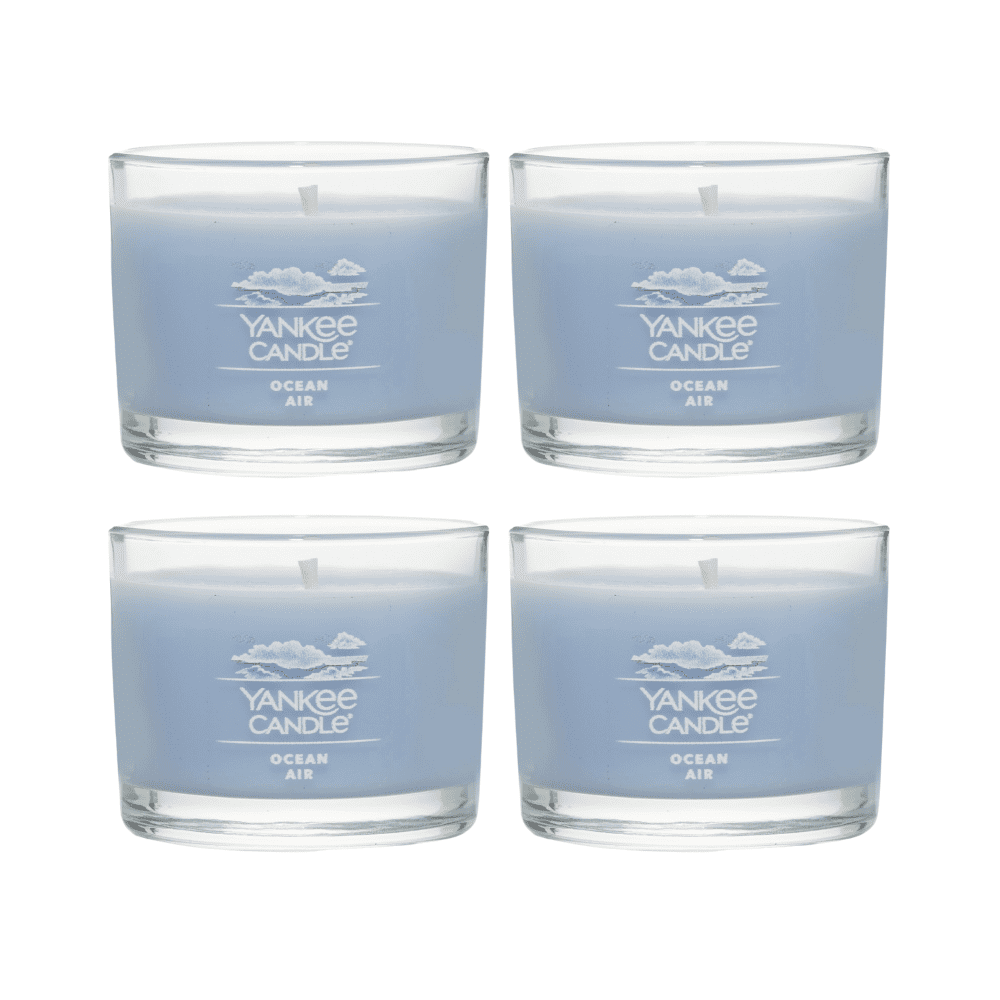 Yankee Candle Signature Votive Mini Candle, Ocean Air Scent, 1.3 oz Glass Jar (Pack of 4)