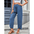 thumbnail image 5 of Women Baggy Wide Leg Pants Casual Elastic Waisted Palazzo Harem Pants with Pockets Blue S, 5 of 7