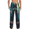 thumbnail image 3 of Goofa Starry Sky Moon Wolf Leader Pattern Printed Soft Pajama Pants for Men, Wide Leg Comfy Casual Lounge Yoga Pants-Small, 3 of 9