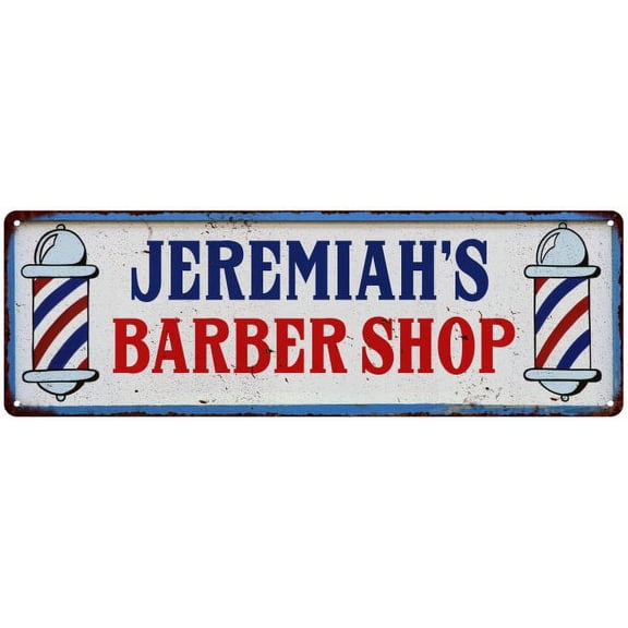 JEREMIAH'S Barber Shop Hair Salon Vintage Look Metal Sign Retro 106180031245
