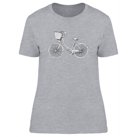 Lady's City Bike With Basket T-Shirt Women -Image by Shutterstock, Female Large