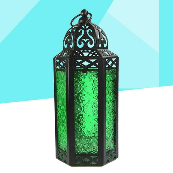 Worgeous Green Outdoor Iron Candle Holder Morocco Style Lantern Decorative
