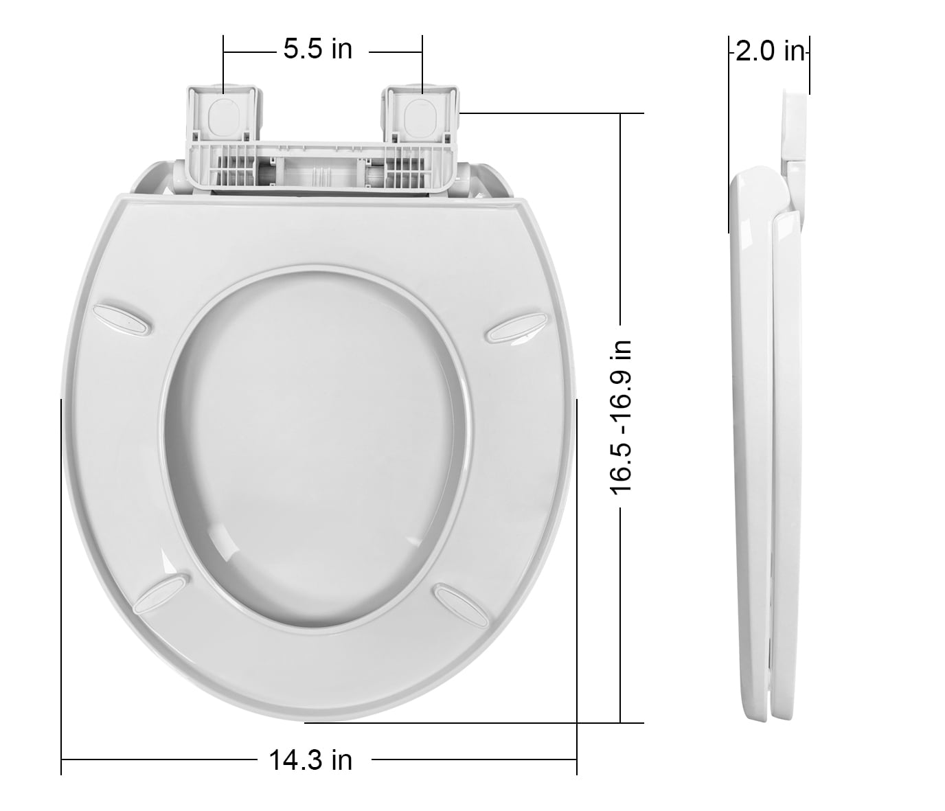 (4 pack) Mainstays Plastic Round Slow Close Toilet Seat in White