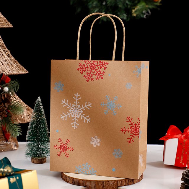 Bolsa de regalo de Navidad Bolsa de papel Kraft de Navidad Bolsa de regalo Bolso de mano Regalo de vacaciones