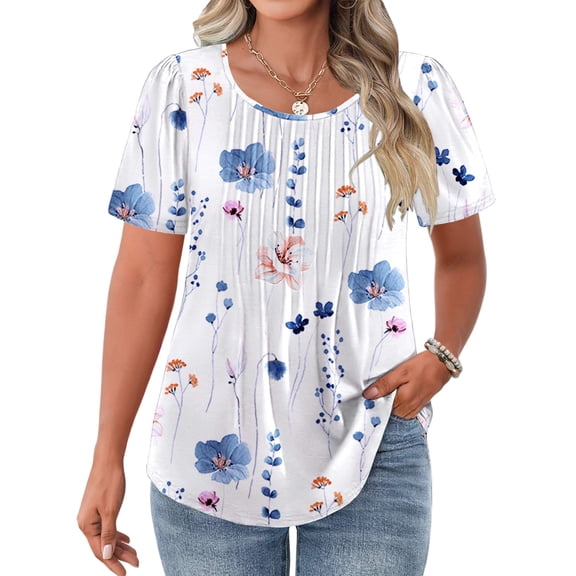Zeagoo Womens Plus Size Tops Tunic Short Sleeve Crew Neck Shirts Casual Summer Blouse
