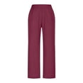 thumbnail image 4 of Fengactive Solid Color Wide Leg Lounge Pants for Women High Waisted Loose Daily Trousers for Women with Pockets, 4 of 6