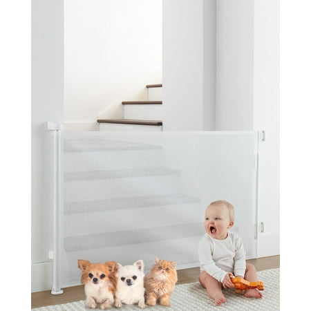 Cumbor Retractable Baby Gates  Mesh Pet Gate 33  Tall  Extends to 55  Wide  Extra Wide cat Gate for the House  Long Child Safety Gates for Doorways  Hallways  Stair Dog Gate Indoor/Outdoor White
