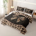 thumbnail image 3 of spefrowx Sparkle Cheetah Print Bow Twin Quilt Set for Women, Brown Black Rhinestone Twin Coverlet Set, 2-Piece, 3 of 7