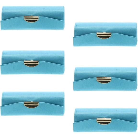 Motique Accessories Turquoise Solid Satin Ladies' Lipstick Case with Mirror Holder Set of 6