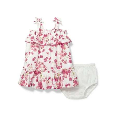 Baby Girls A-Line Floral Printed Ruffle Dress and Bloomer Set (Baby and Toddler