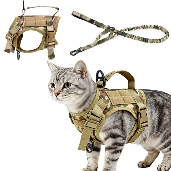 QLFYUU Cat Harness and Leash Set for Walking Escape Proof Adjustable Harness Camouflage Color